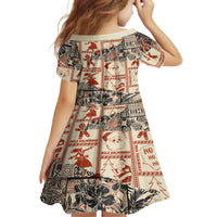 Aloha Hawaii Christmas Kid Short Sleeve Dress Mele Kalikimaka Tapa Tribal Retro Style - Wonder Print Shop