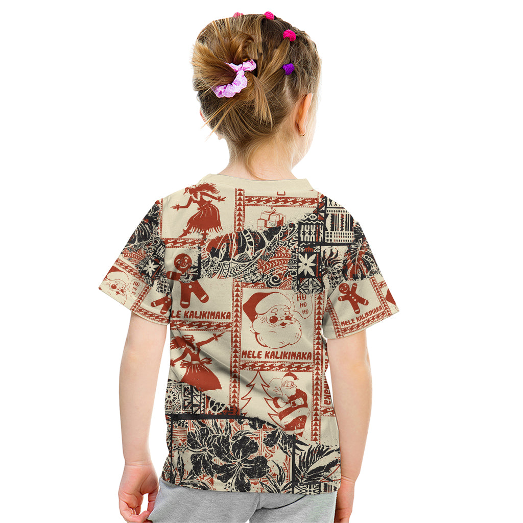 Aloha Hawaii Christmas Kid T Shirt Mele Kalikimaka Tapa Tribal Retro Style - Wonder Print Shop