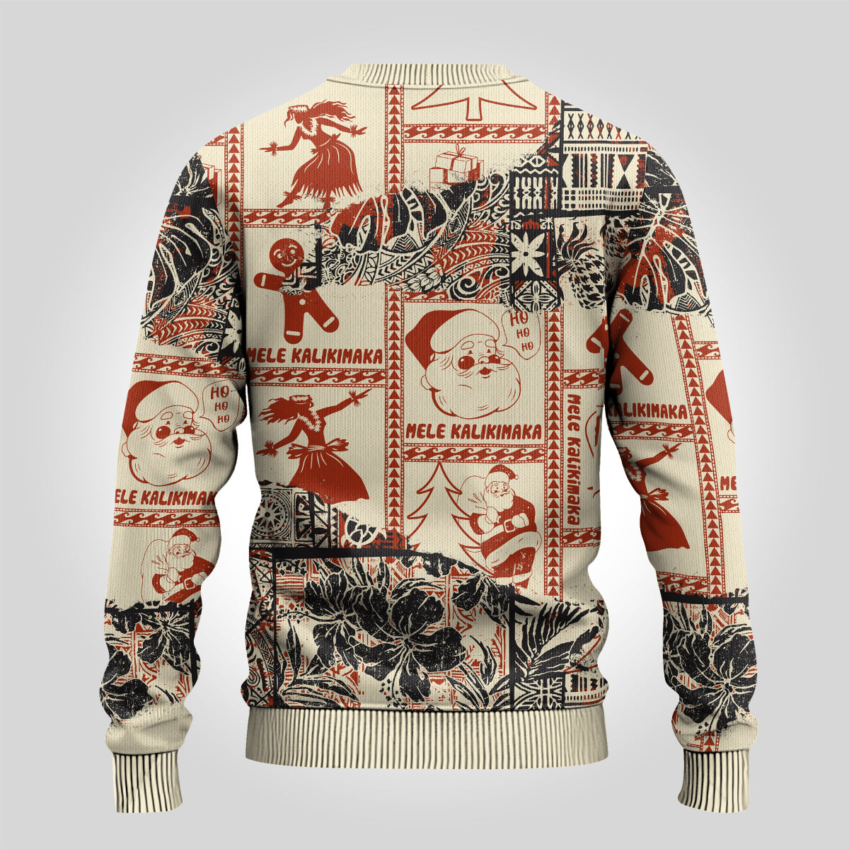 Aloha Hawaii Christmas Ugly Christmas Sweater Mele Kalikimaka Tapa Tribal Retro Style - Wonder Print Shop