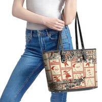Aloha Hawaii Christmas Leather Tote Bag Mele Kalikimaka Tapa Tribal Retro Style - Wonder Print Shop