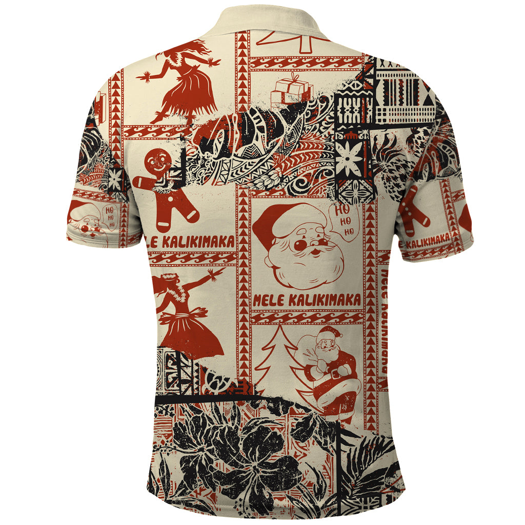 Aloha Hawaii Christmas Polo Shirt Mele Kalikimaka Tapa Tribal Retro Style - Wonder Print Shop