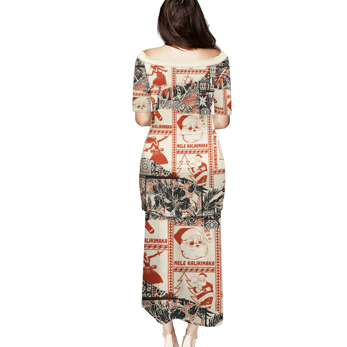 Aloha Hawaii Christmas Puletasi Mele Kalikimaka Tapa Tribal Retro Style - Wonder Print Shop