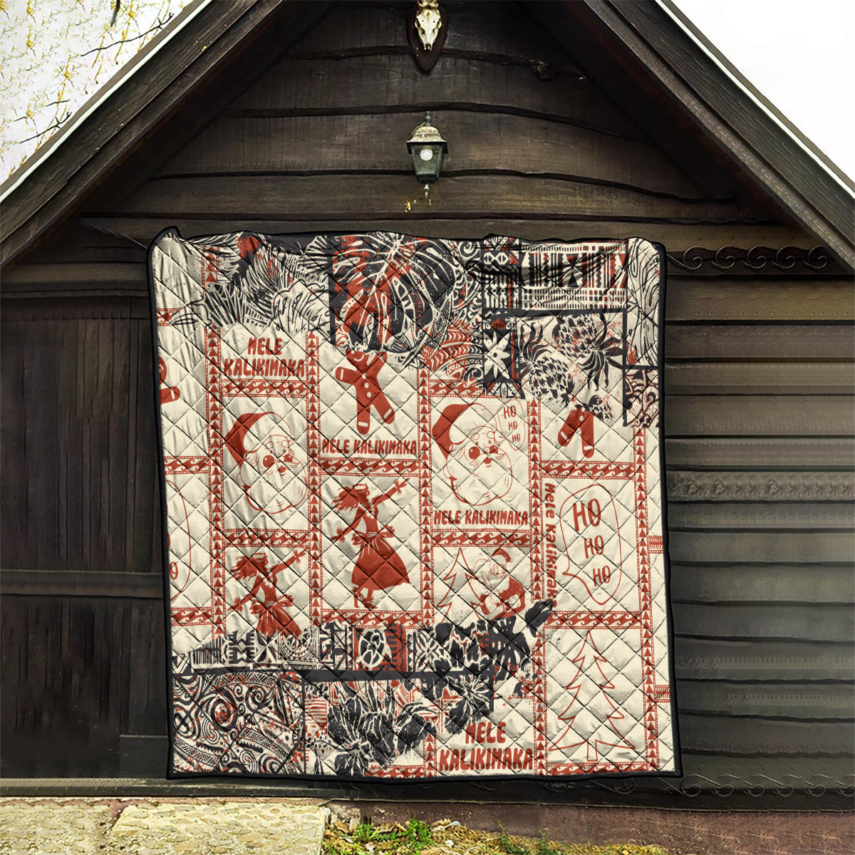 Aloha Hawaii Christmas Quilt Mele Kalikimaka Tapa Tribal Retro Style - Wonder Print Shop