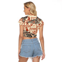 Aloha Hawaii Christmas Raglan Cropped T Shirt Mele Kalikimaka Tapa Tribal Retro Style - Wonder Print Shop