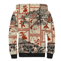 Aloha Hawaii Christmas Sherpa Hoodie Mele Kalikimaka Tapa Tribal Retro Style - Wonder Print Shop