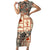 Aloha Hawaii Christmas Short Sleeve Bodycon Dress Mele Kalikimaka Tapa Tribal Retro Style - Wonder Print Shop