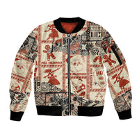 Aloha Hawaii Christmas Sleeve Zip Bomber Jacket Mele Kalikimaka Tapa Tribal Retro Style - Wonder Print Shop