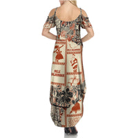 Aloha Hawaii Christmas Summer Maxi Dress Mele Kalikimaka Tapa Tribal Retro Style - Wonder Print Shop