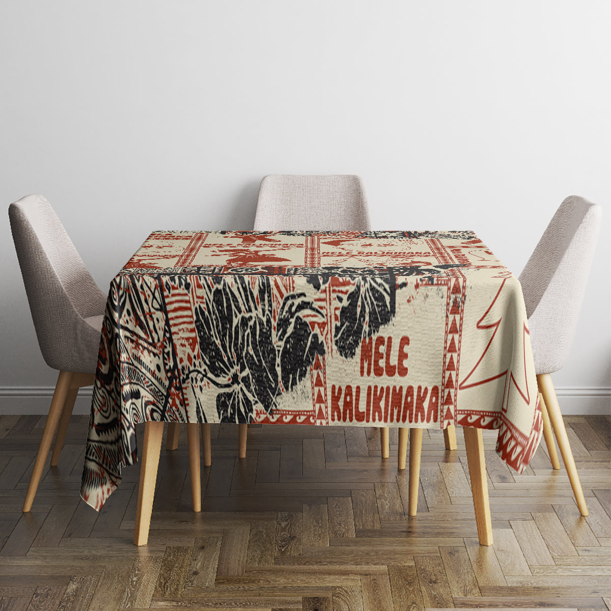 Aloha Hawaii Christmas Tablecloth Mele Kalikimaka Tapa Tribal Retro Style - Wonder Print Shop