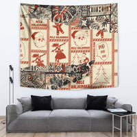 Aloha Hawaii Christmas Tapestry Mele Kalikimaka Tapa Tribal Retro Style - Wonder Print Shop