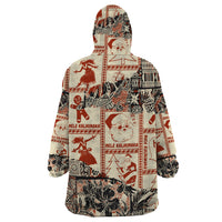 Aloha Hawaii Christmas Wearable Blanket Hoodie Mele Kalikimaka Tapa Tribal Retro Style - Wonder Print Shop
