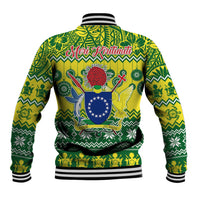 Cook Islands Christmas Baseball Jacket Santa Beach Meri Kiritimiti LT9 - Wonder Print Shop