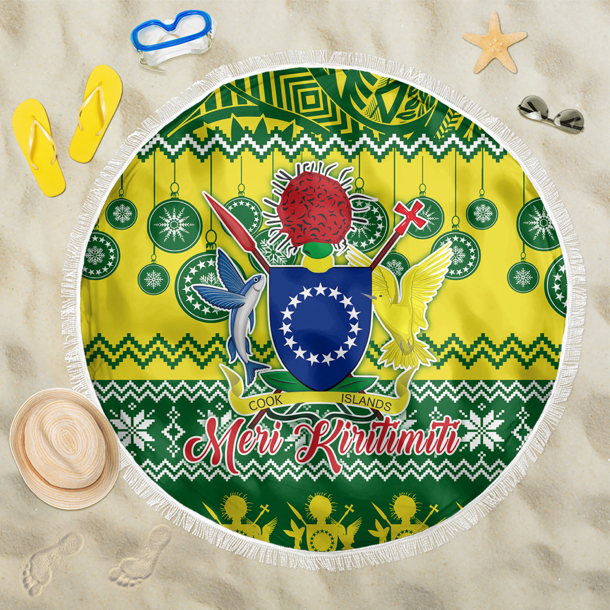Cook Islands Christmas Beach Blanket Santa Beach Meri Kiritimiti LT9 - Wonder Print Shop