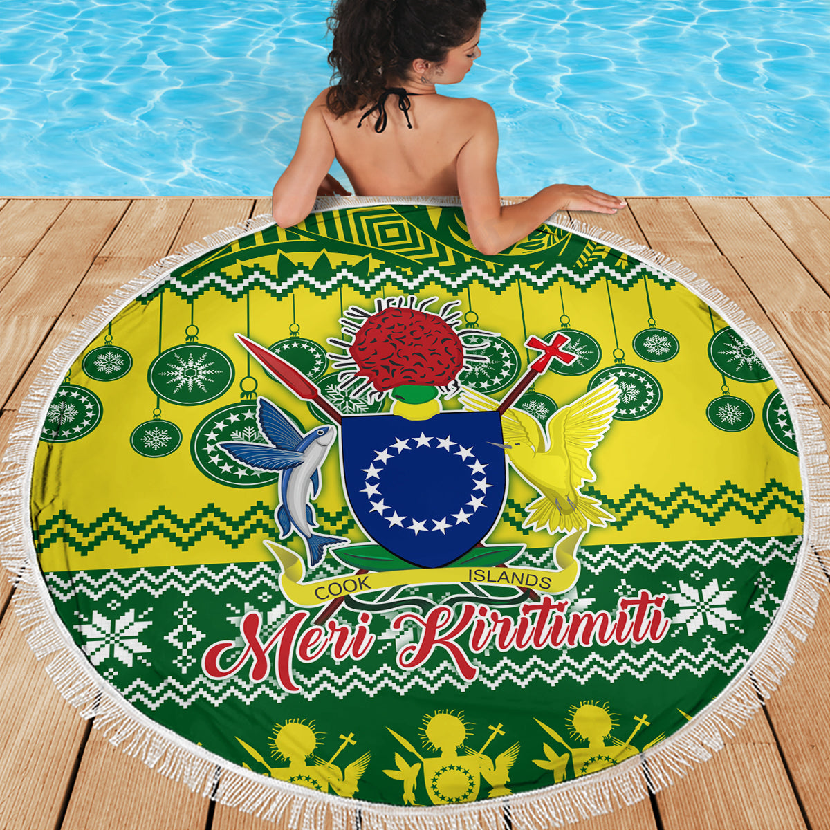 Cook Islands Christmas Beach Blanket Santa Beach Meri Kiritimiti LT9 - Wonder Print Shop
