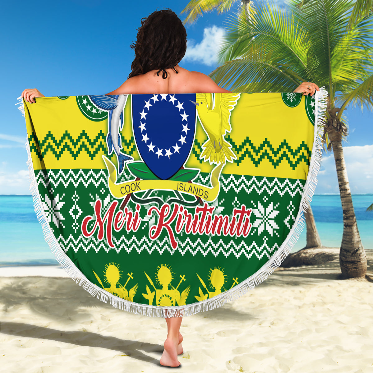 Cook Islands Christmas Beach Blanket Santa Beach Meri Kiritimiti LT9 - Wonder Print Shop