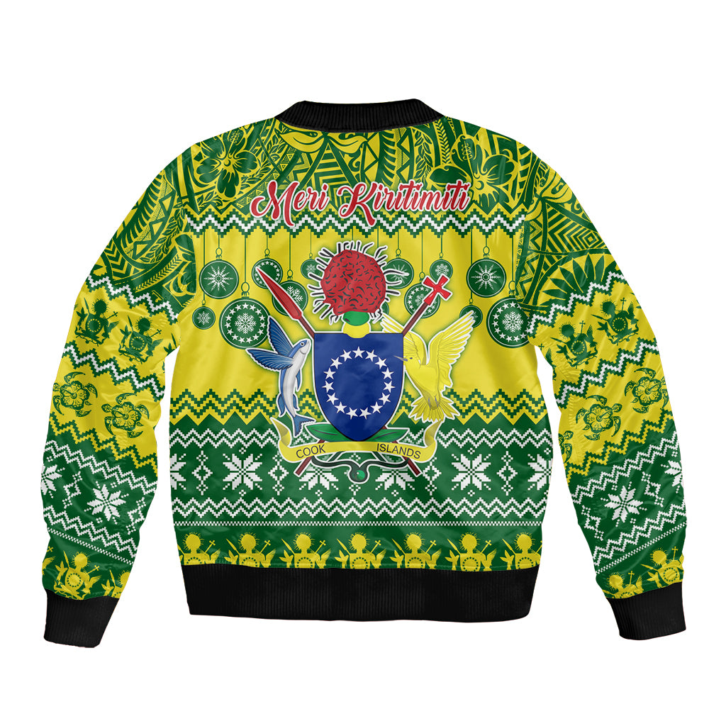 Cook Islands Christmas Bomber Jacket Santa Beach Meri Kiritimiti LT9 - Wonder Print Shop