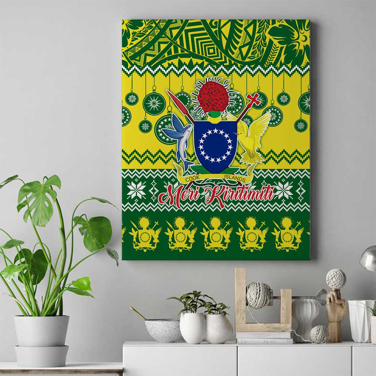 Cook Islands Christmas Canvas Wall Art Santa Beach Meri Kiritimiti LT9 - Wonder Print Shop