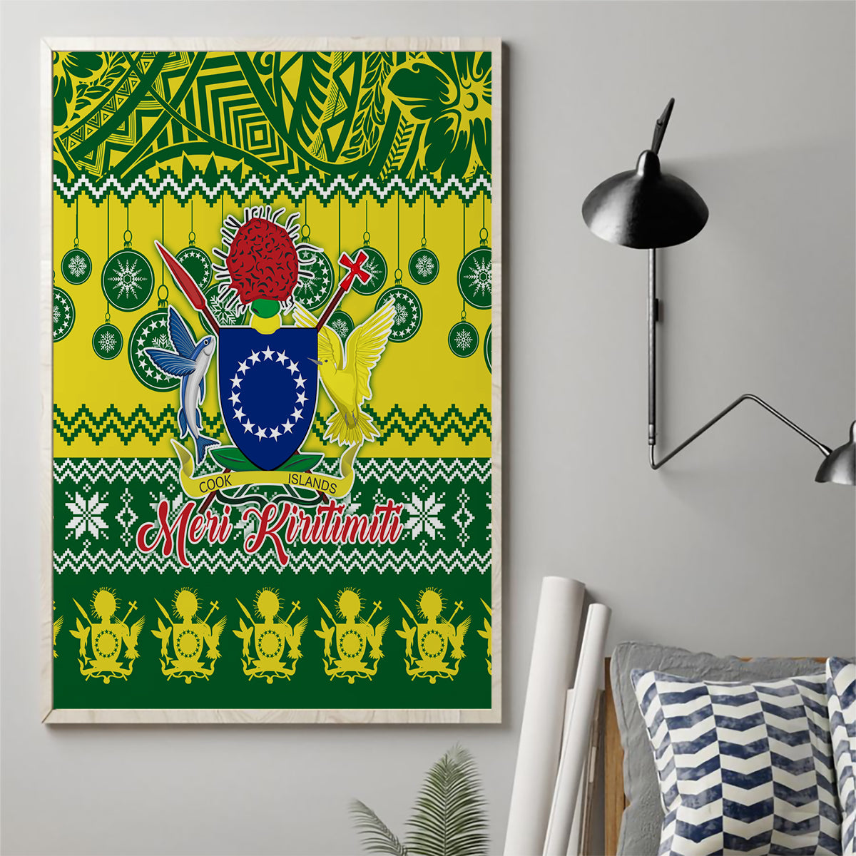Cook Islands Christmas Canvas Wall Art Santa Beach Meri Kiritimiti LT9 - Wonder Print Shop