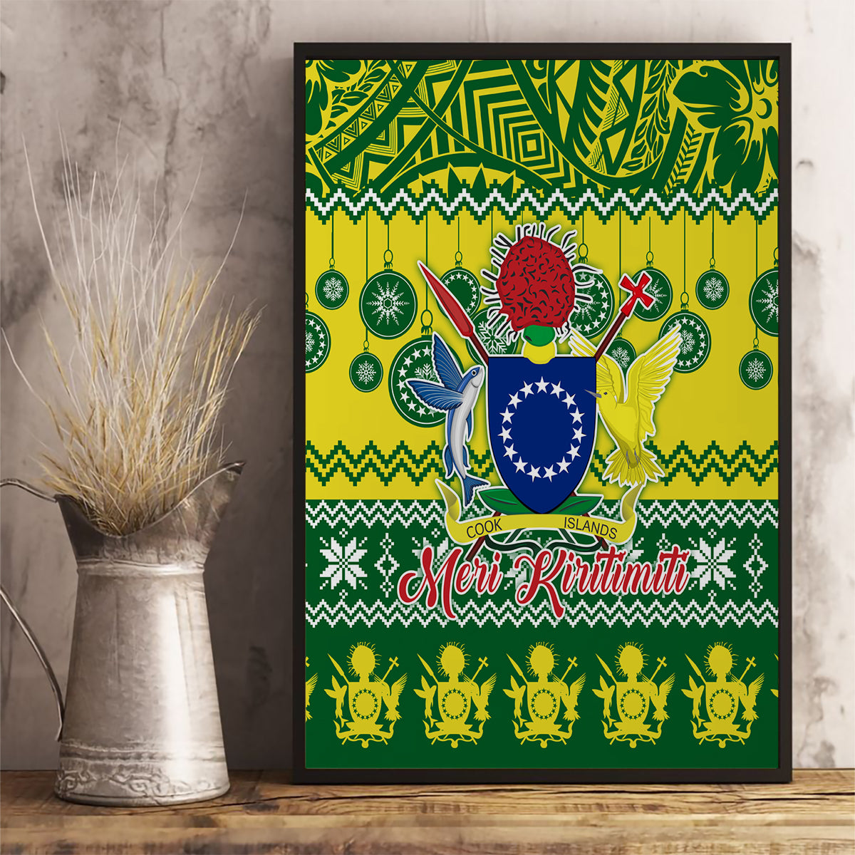Cook Islands Christmas Canvas Wall Art Santa Beach Meri Kiritimiti LT9 - Wonder Print Shop