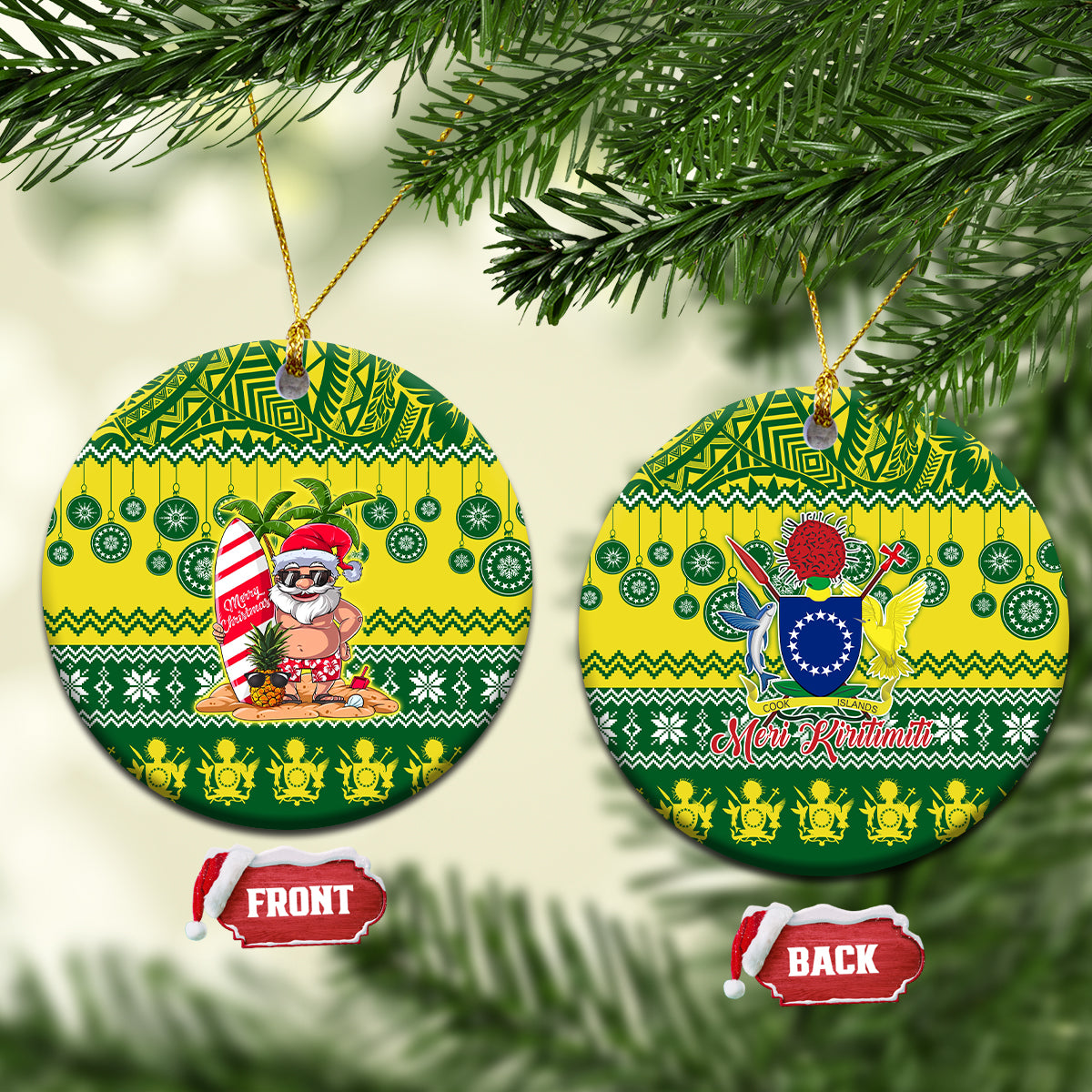 Cook Islands Christmas Ceramic Ornament Santa Beach Meri Kiritimiti LT9 - Wonder Print Shop