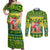 Cook Islands Christmas Couples Matching Off Shoulder Maxi Dress and Long Sleeve Button Shirt Santa Beach Meri Kiritimiti LT9 - Wonder Print Shop