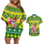 Cook Islands Christmas Couples Matching Off Shoulder Short Dress and Hawaiian Shirt Santa Beach Meri Kiritimiti LT9 - Wonder Print Shop