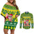Cook Islands Christmas Couples Matching Off Shoulder Short Dress and Long Sleeve Button Shirt Santa Beach Meri Kiritimiti LT9 - Wonder Print Shop