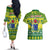 Cook Islands Christmas Couples Matching Off The Shoulder Long Sleeve Dress and Hawaiian Shirt Santa Beach Meri Kiritimiti LT9 - Wonder Print Shop