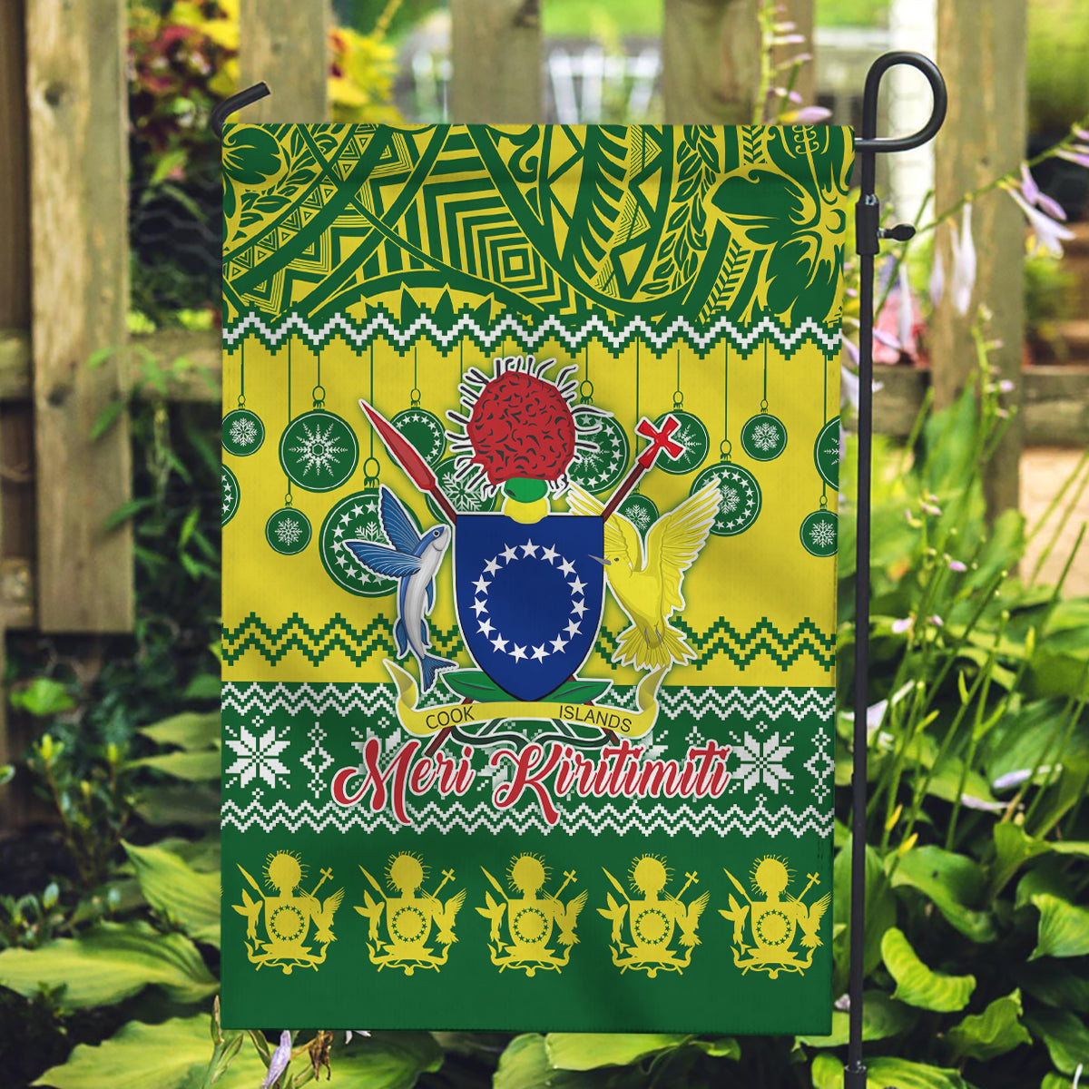 Cook Islands Christmas Garden Flag Santa Beach Meri Kiritimiti - Wonder Print Shop