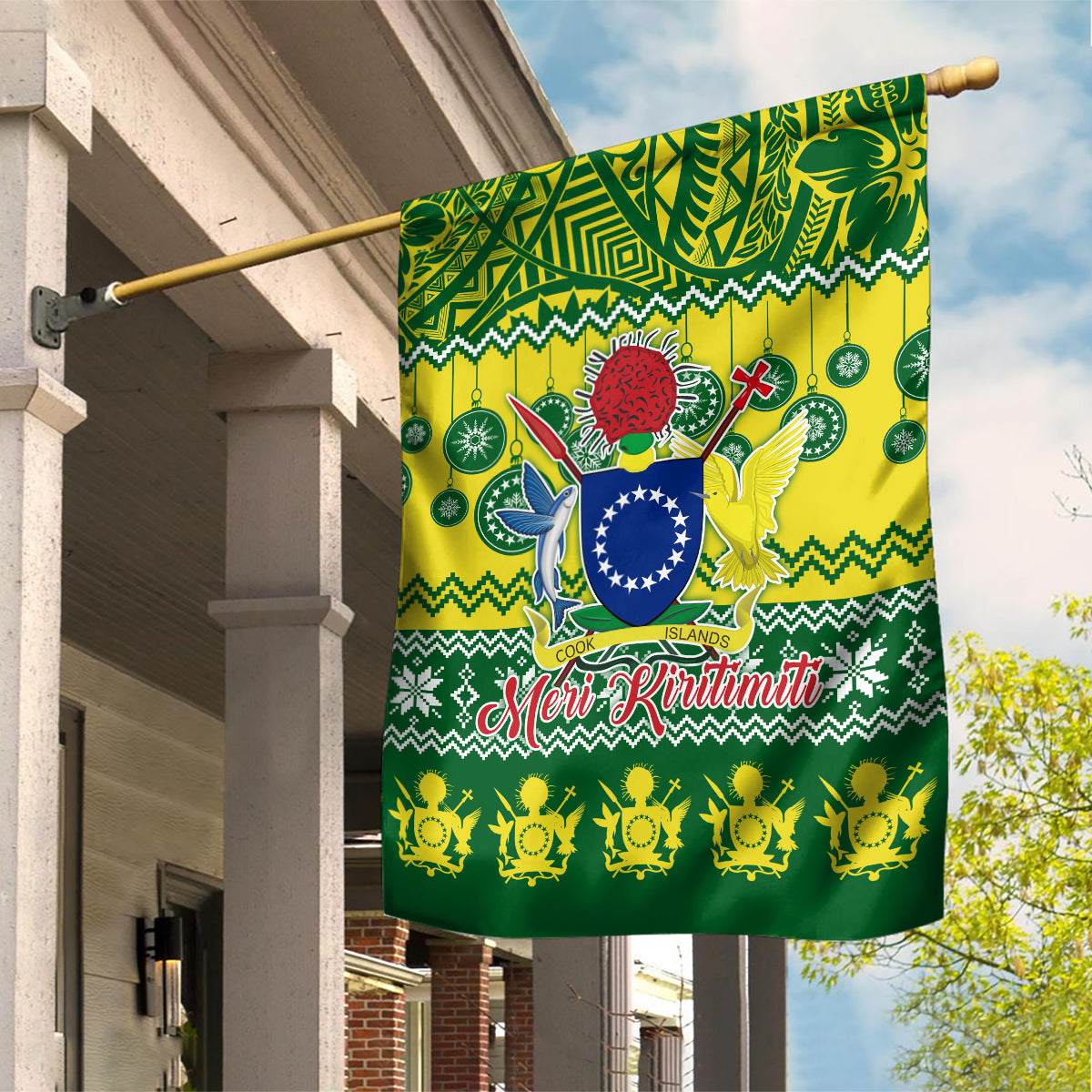 Cook Islands Christmas Garden Flag Santa Beach Meri Kiritimiti - Wonder Print Shop
