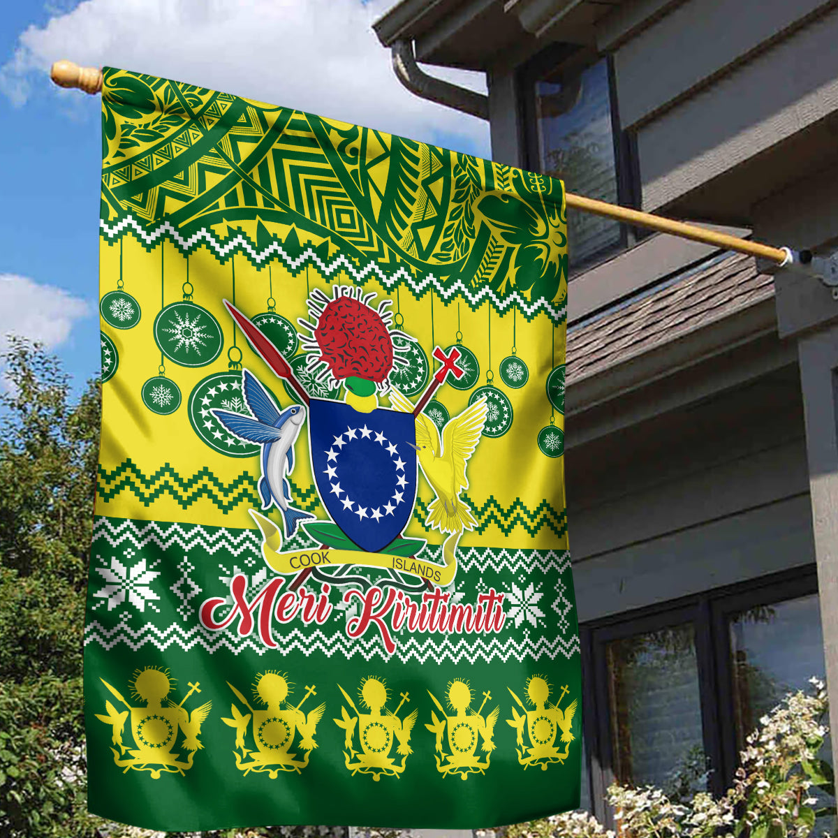 Cook Islands Christmas Garden Flag Santa Beach Meri Kiritimiti - Wonder Print Shop