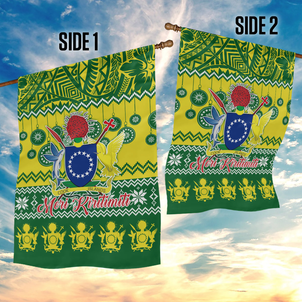 Cook Islands Christmas Garden Flag Santa Beach Meri Kiritimiti - Wonder Print Shop