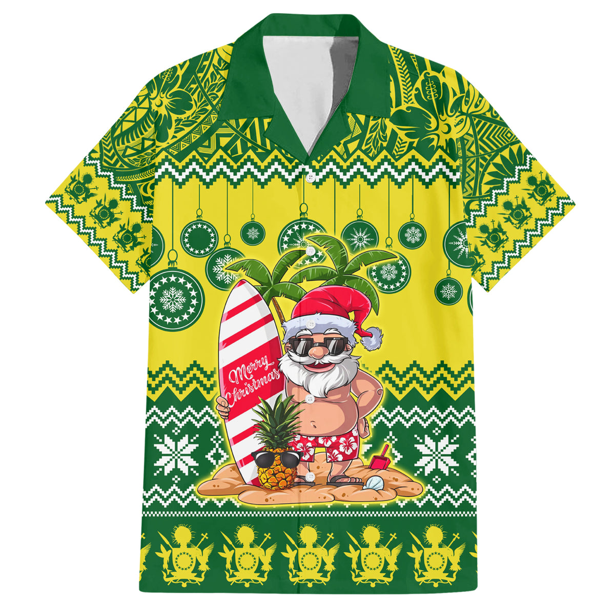 Cook Islands Christmas Hawaiian Shirt Santa Beach Meri Kiritimiti - Wonder Print Shop