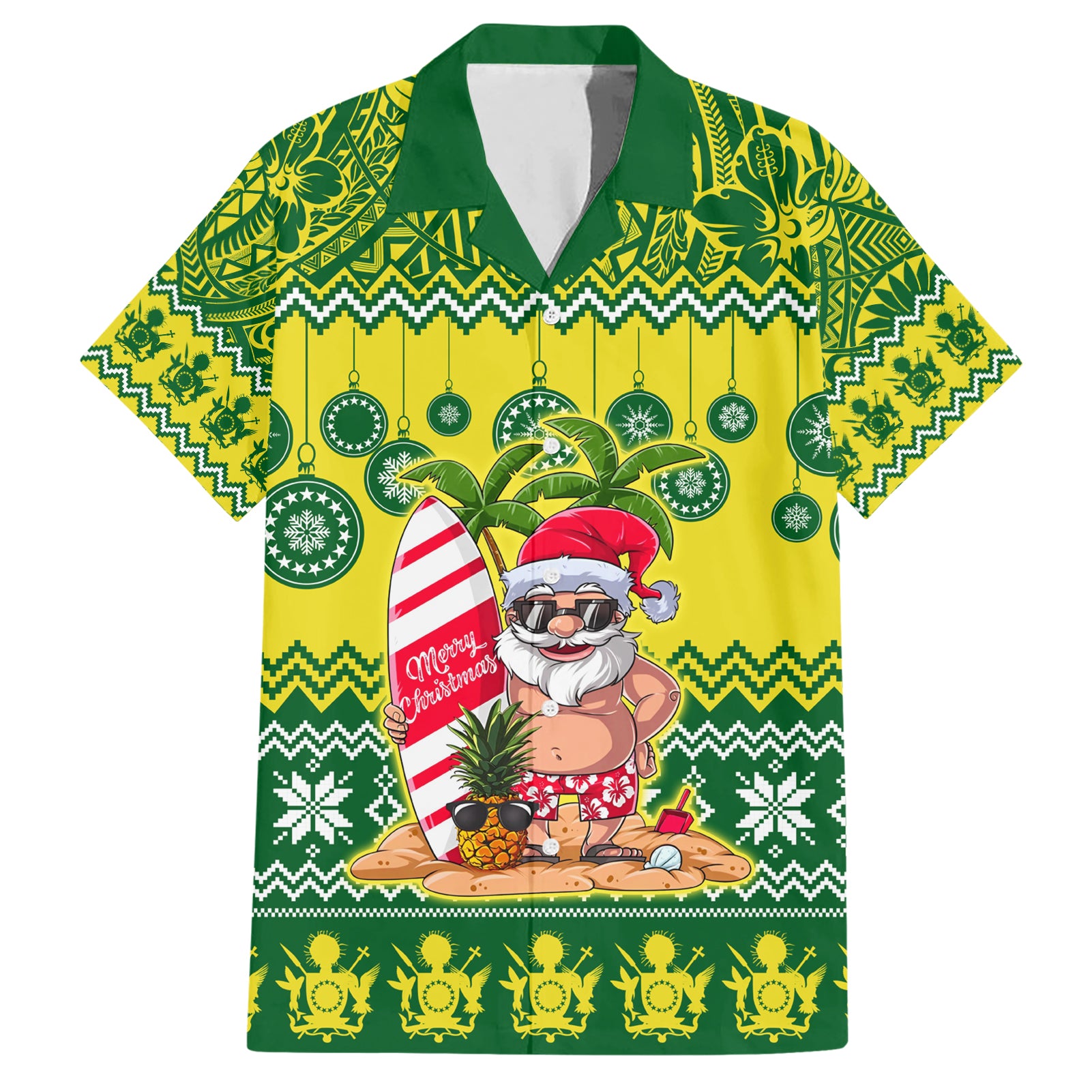 Cook Islands Christmas Hawaiian Shirt Santa Beach Meri Kiritimiti - Wonder Print Shop