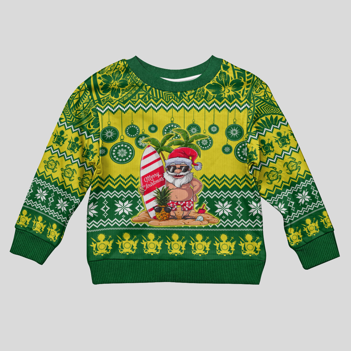 Cook Islands Christmas Kid Ugly Christmas Sweater Santa Beach Meri Kiritimiti - Wonder Print Shop