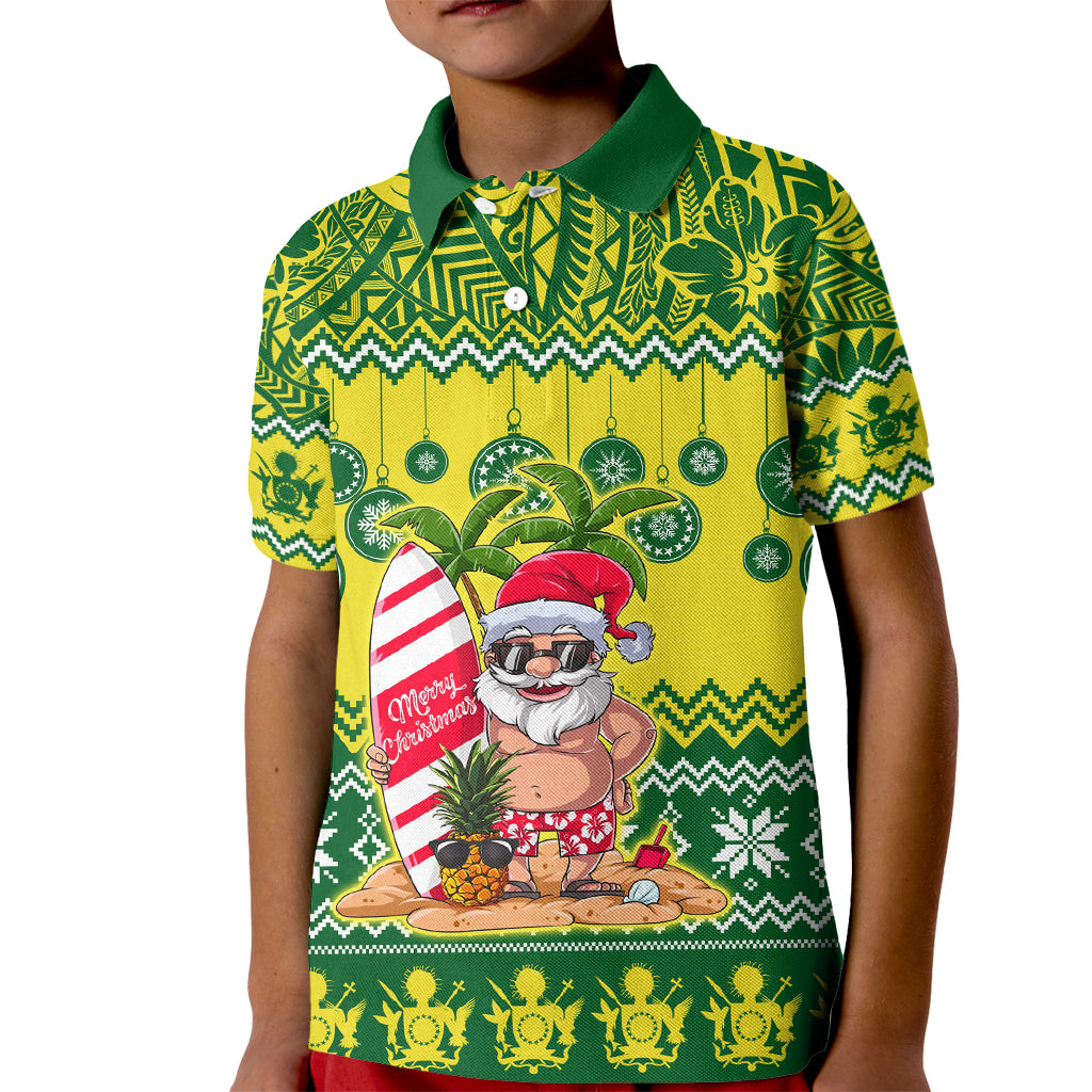 Cook Islands Christmas Kid Polo Shirt Santa Beach Meri Kiritimiti - Wonder Print Shop