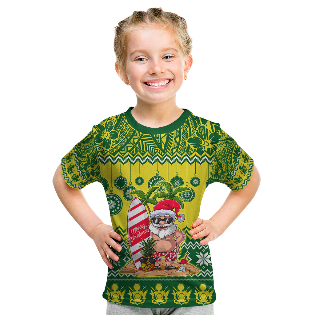 Cook Islands Christmas Kid T Shirt Santa Beach Meri Kiritimiti - Wonder Print Shop