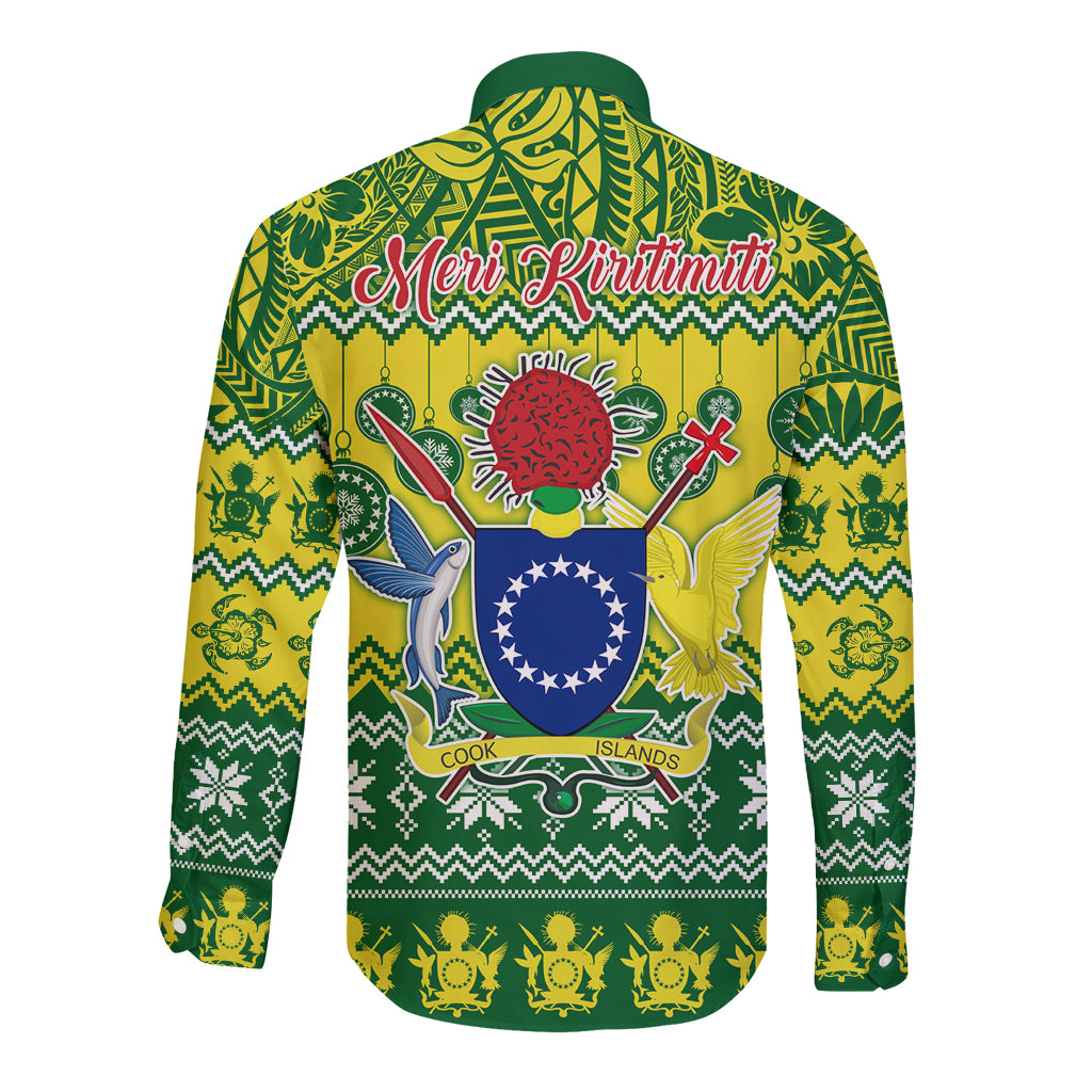 Cook Islands Christmas Long Sleeve Button Shirt Santa Beach Meri Kiritimiti - Wonder Print Shop