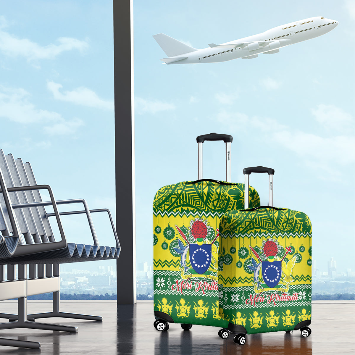 Cook Islands Christmas Luggage Cover Santa Beach Meri Kiritimiti - Wonder Print Shop