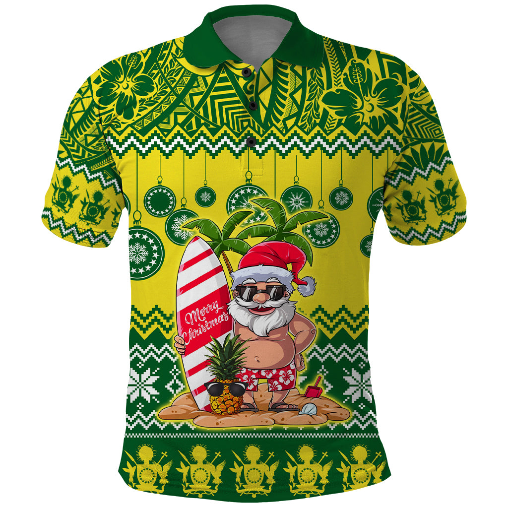 Cook Islands Christmas Polo Shirt Santa Beach Meri Kiritimiti - Wonder Print Shop