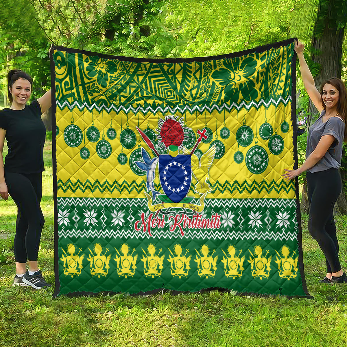 Cook Islands Christmas Quilt Santa Beach Meri Kiritimiti - Wonder Print Shop