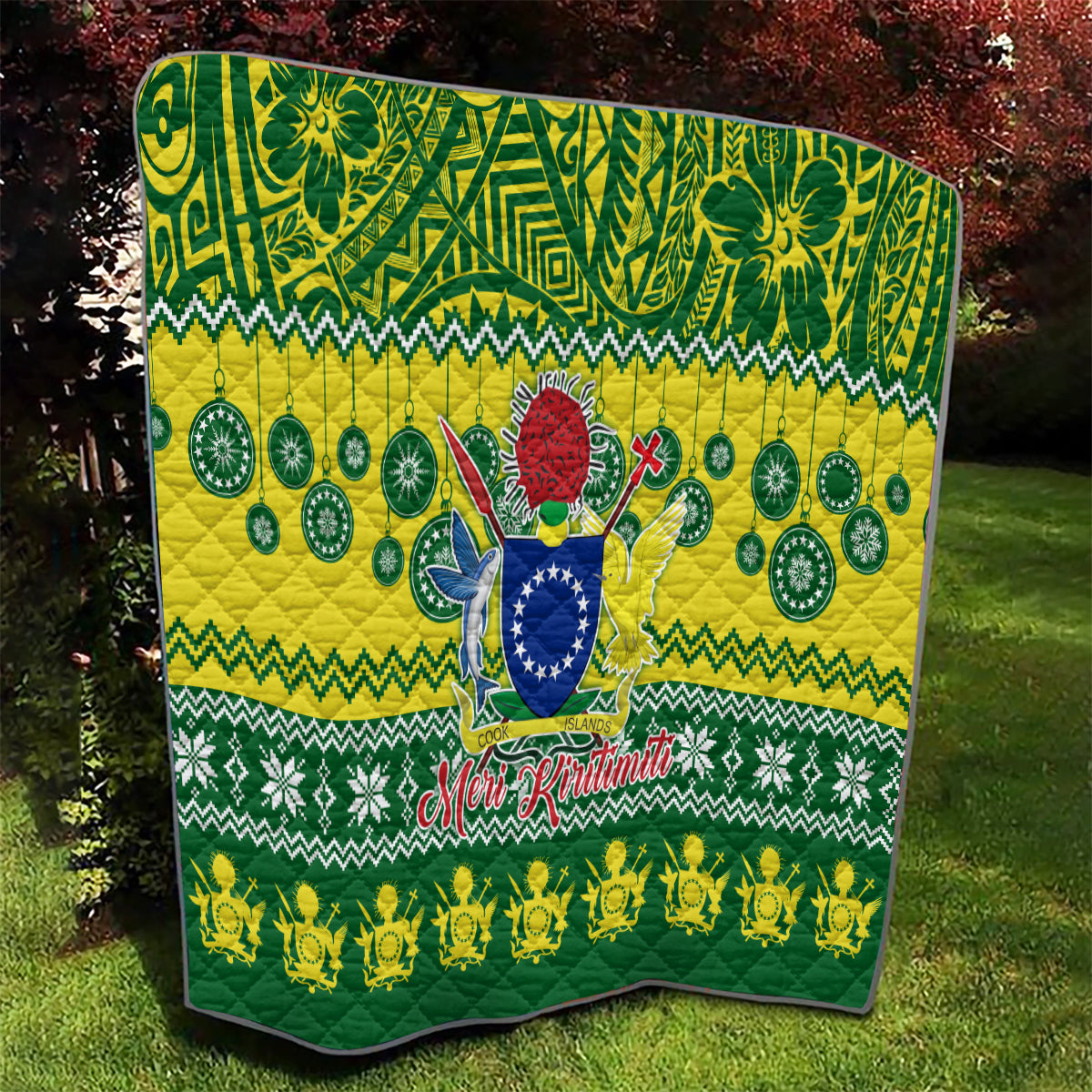 Cook Islands Christmas Quilt Santa Beach Meri Kiritimiti - Wonder Print Shop