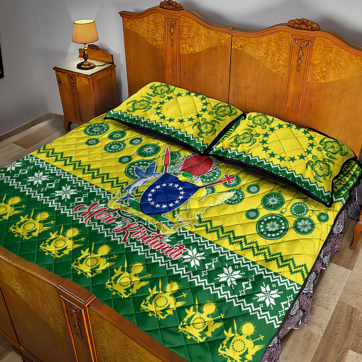 Cook Islands Christmas Quilt Bed Set Santa Beach Meri Kiritimiti - Wonder Print Shop