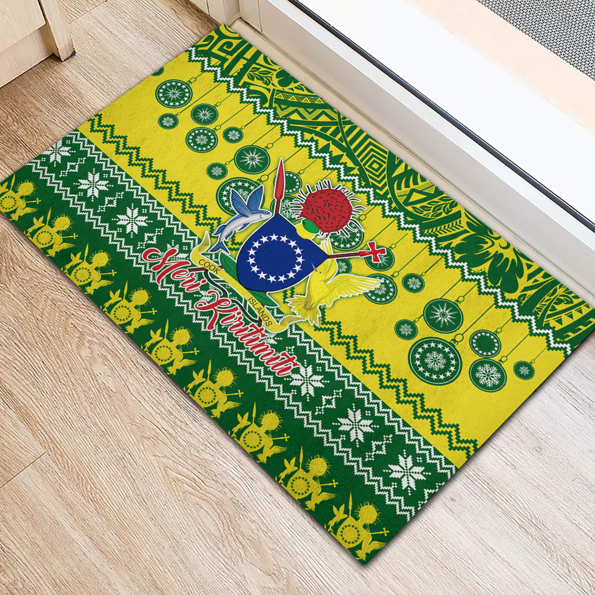 Cook Islands Christmas Rubber Doormat Santa Beach Meri Kiritimiti - Wonder Print Shop