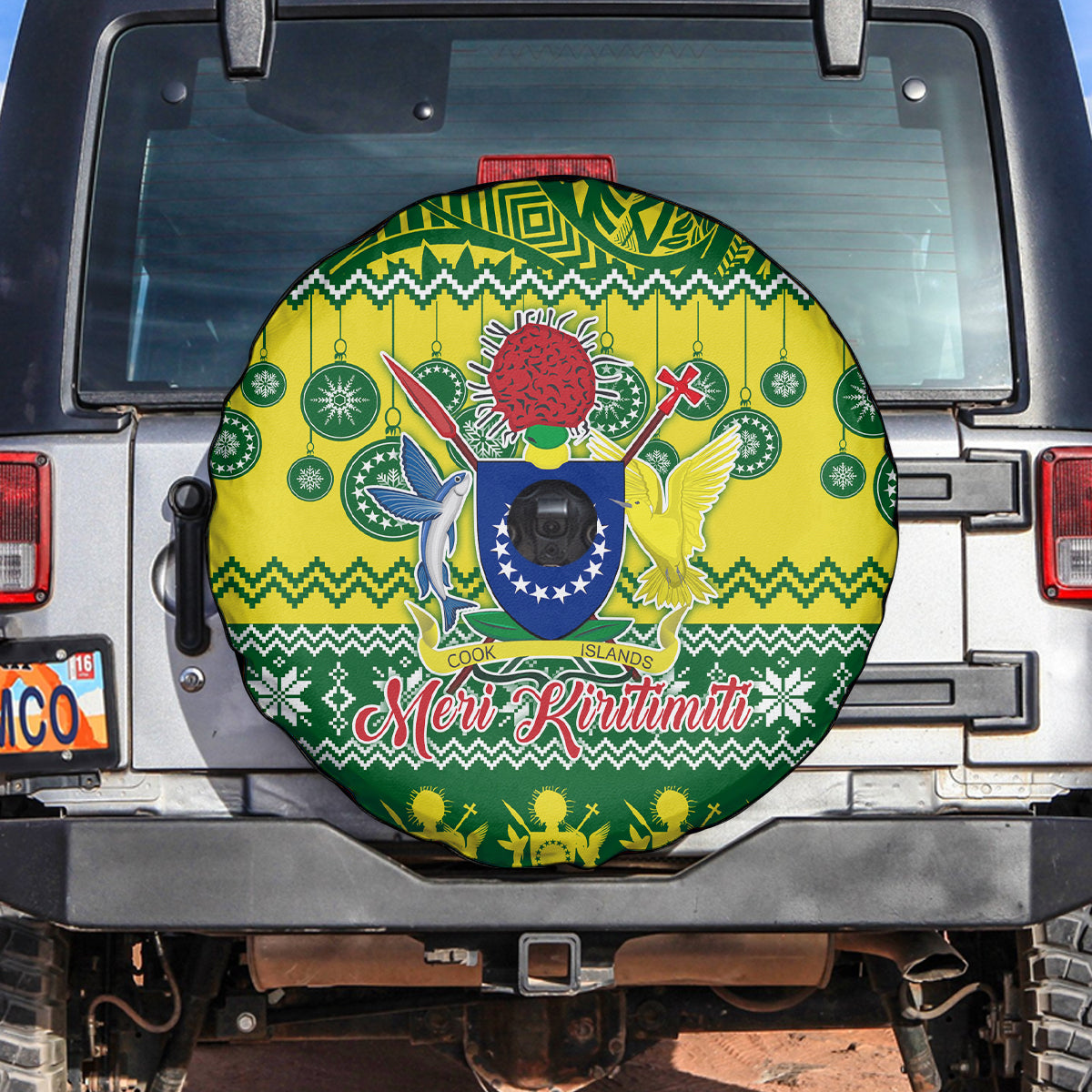 Cook Islands Christmas Spare Tire Cover Santa Beach Meri Kiritimiti - Wonder Print Shop