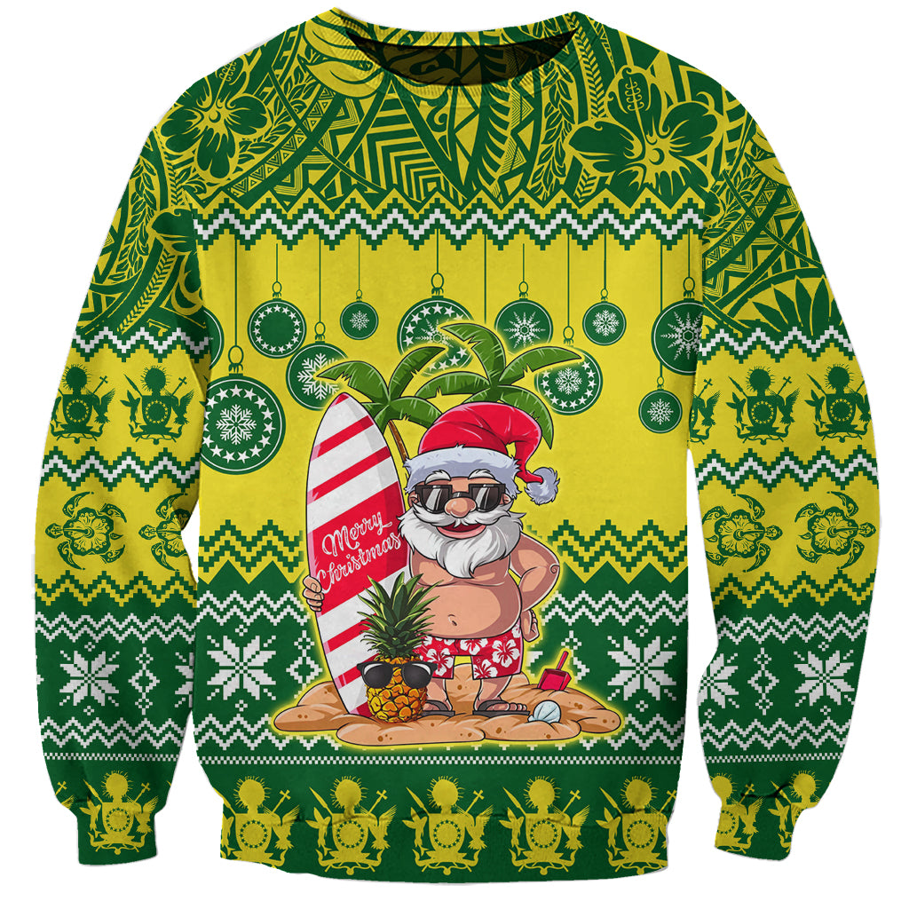 Cook Islands Christmas Sweatshirt Santa Beach Meri Kiritimiti - Wonder Print Shop