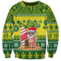 Cook Islands Christmas Sweatshirt Santa Beach Meri Kiritimiti - Wonder Print Shop