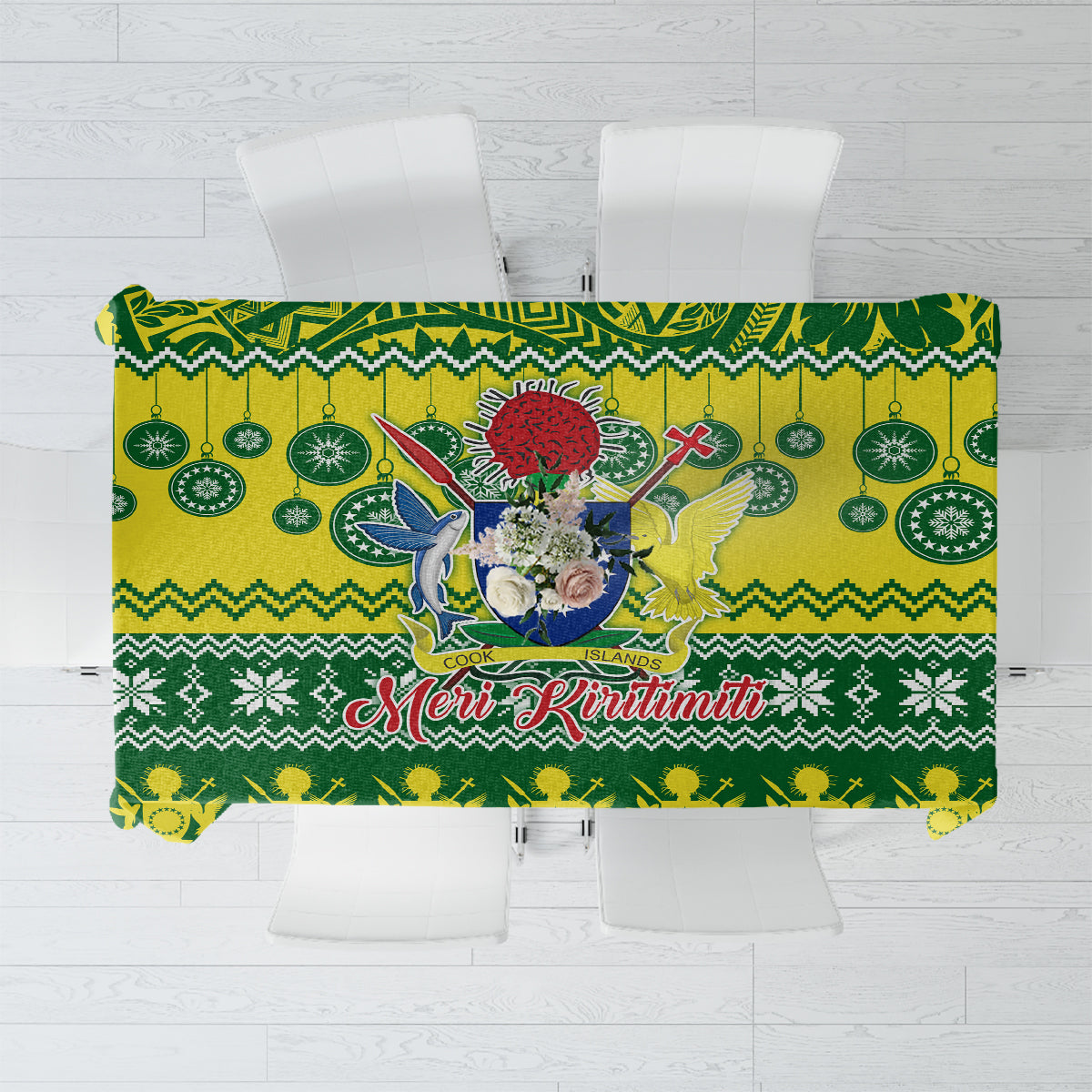 Cook Islands Christmas Tablecloth Santa Beach Meri Kiritimiti - Wonder Print Shop