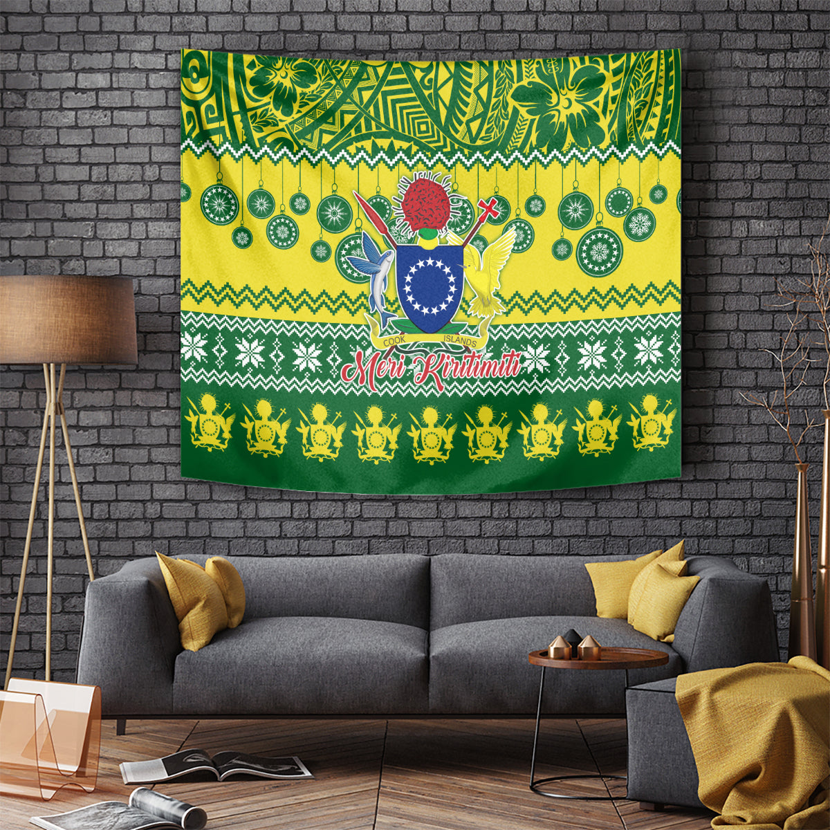 Cook Islands Christmas Tapestry Santa Beach Meri Kiritimiti - Wonder Print Shop