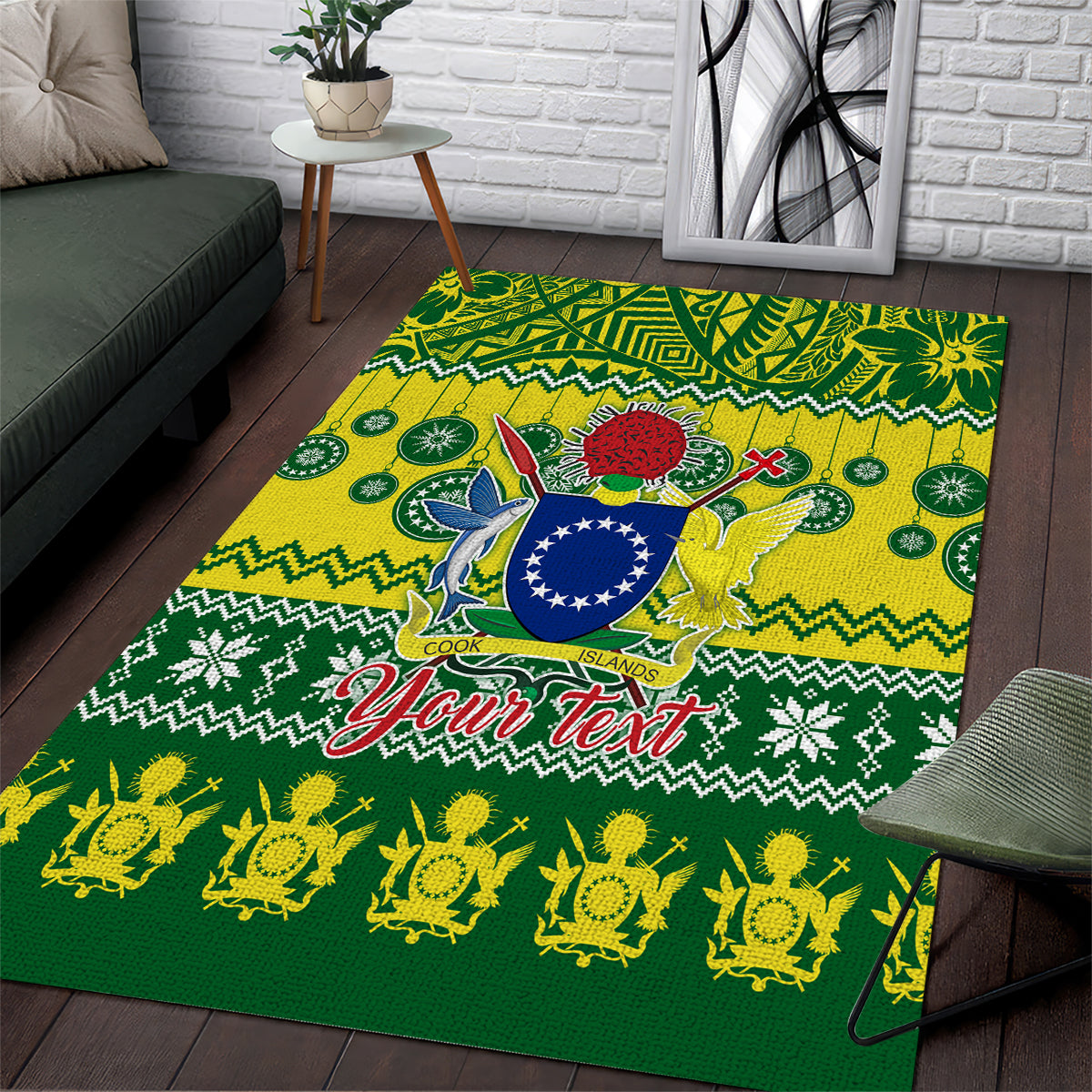 Personalised Cook Islands Christmas Area Rug Santa Beach Meri Kiritimiti LT9 - Wonder Print Shop
